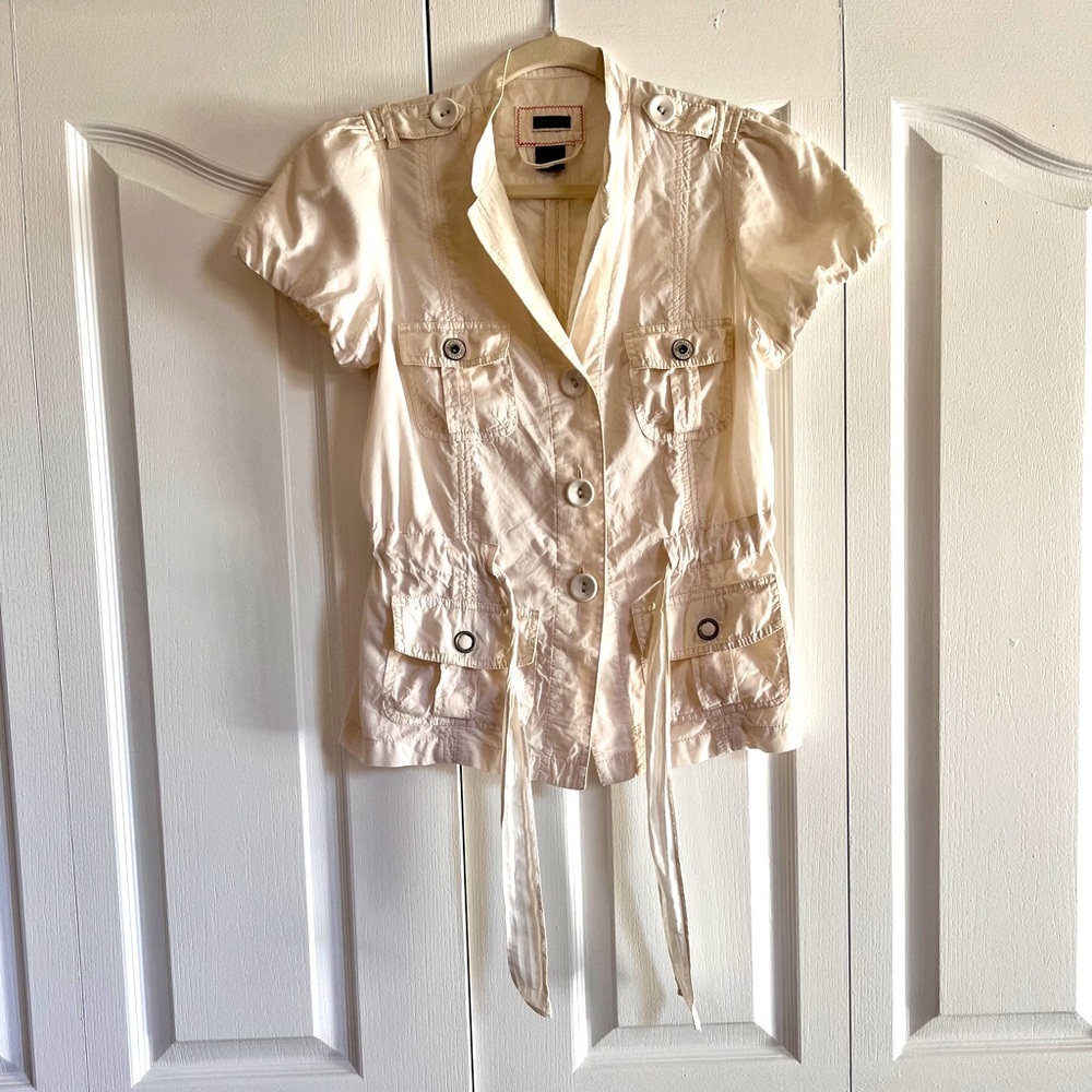 Anthropologie Sanctuary Clothing ivory cream short sleeve shirt size M